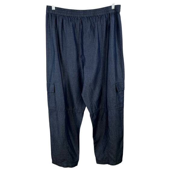 Michael Kors Indigo Blue High Rise Wide Leg Pull-On Utility Ankle Pant XL NWT - Picture 3 of 16